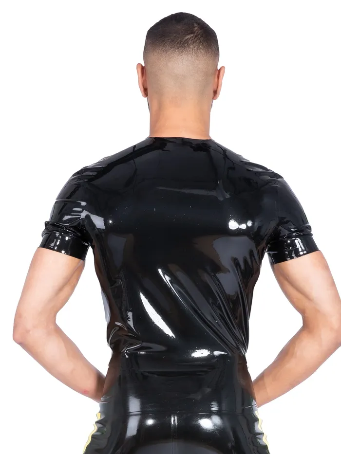 HonourSkintwocom Female Sex Toys Mens Black T Shirt with Yellow Stripes