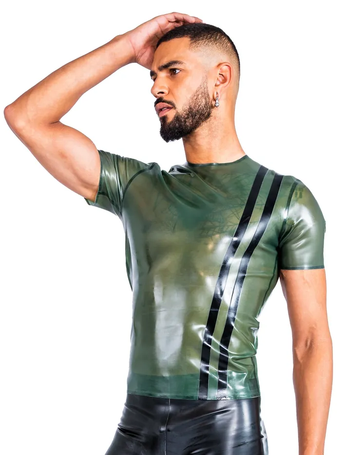 HonourSkintwocom Female Sex Toys Mens Black T Shirt with Yellow Stripes