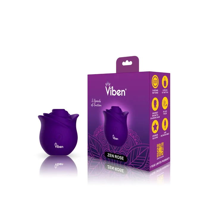 Viben Vibrators Zen Rose Violet Handheld Rose Clitoral and Nipple Stimulator Viben Vibrators Zen Rose Violet Handheld Rose Clitoral and Nipple Stimulator