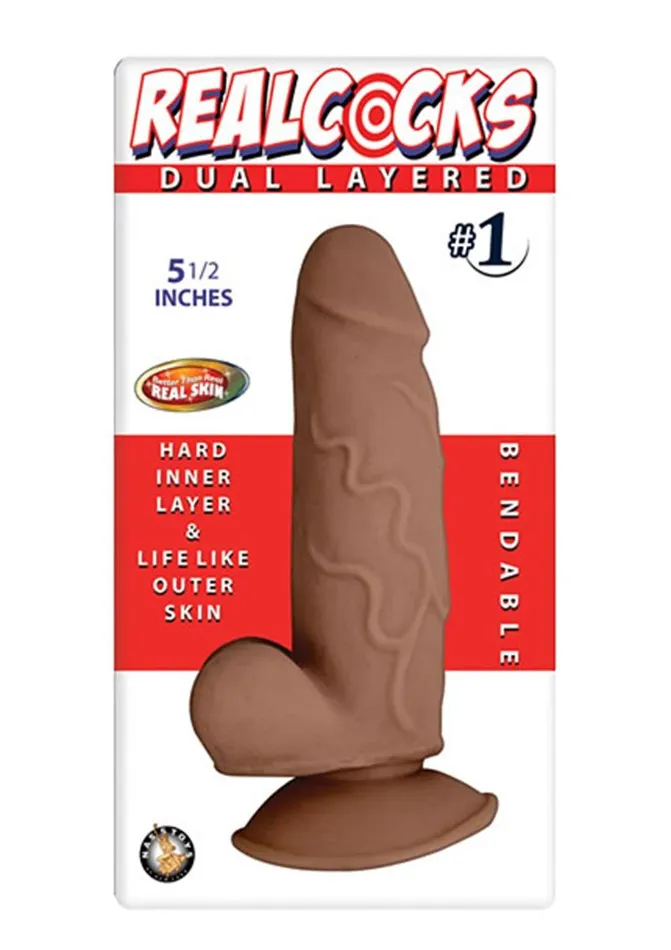 Realcocks Dildos Realcocks Dual Layered 1 Bendable Dildo 55in Caramel