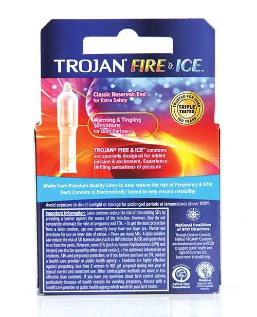 Trojan Vibrators Trojan Condom Pleasures Fire and Ice Dual Action Lubricant 3 Pack