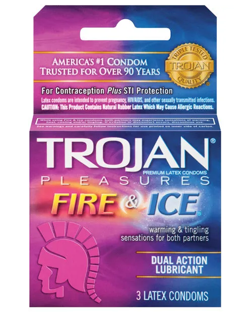 Trojan Vibrators Trojan Condom Pleasures Fire and Ice Dual Action Lubricant 3 Pack