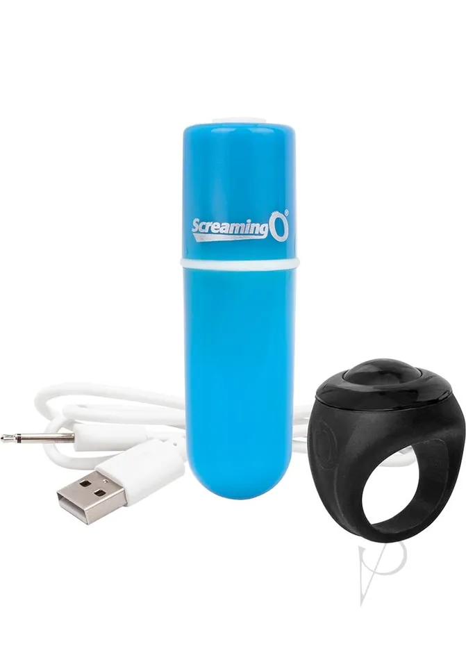 Vooom Silicone USB Rechargeable Bullet with Remote Control Blue Charged Female Sex Toys