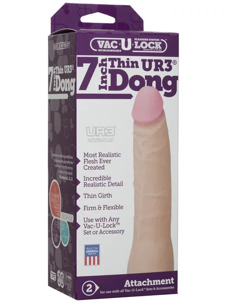 Vac U Lock 7 Inch Thin Dong UR3 White Doc Johnson Dildos
