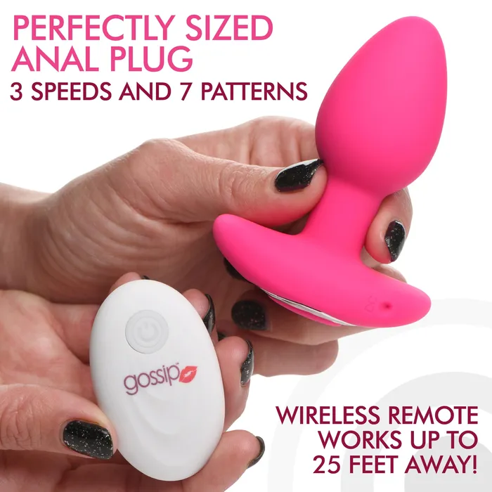10X Pop Rocker Vibrating Silicone Plug with Remote Magenta Curve Toys Male Sex Toys